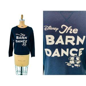 Mickey & Minnie Mouse Sweatshirt Womens Uniqlo Disney The Barn Dance Navy Raglan